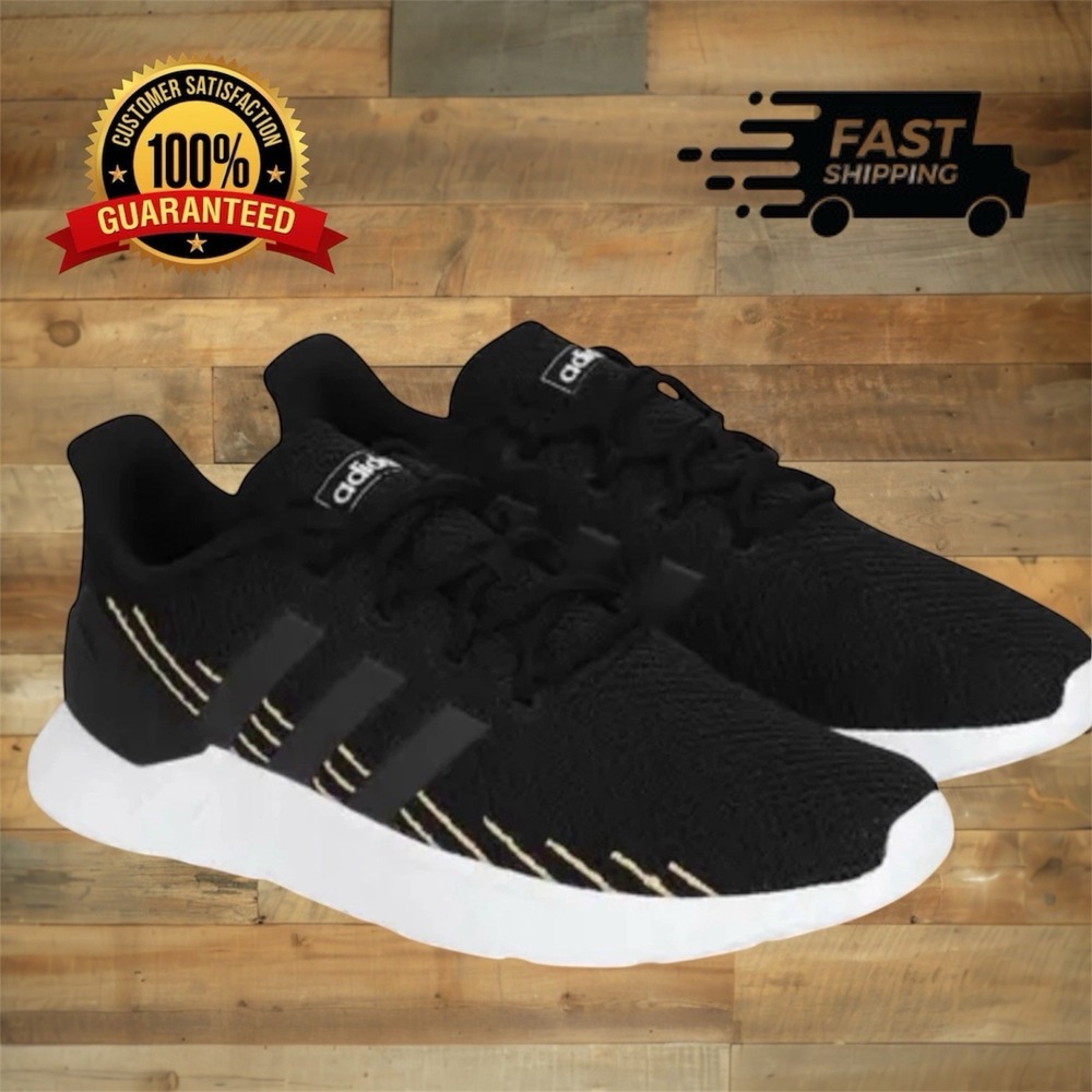 Adidas Men's Questar Flow Running Shoe Black/Yellow/Flash Orange Size 10.5 US